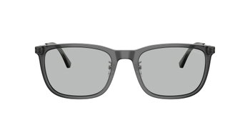 Das Bild zeigt die Emporio Armani Sonnenbrille EA4275D in glänzendem transparentem Grau von vorne.
